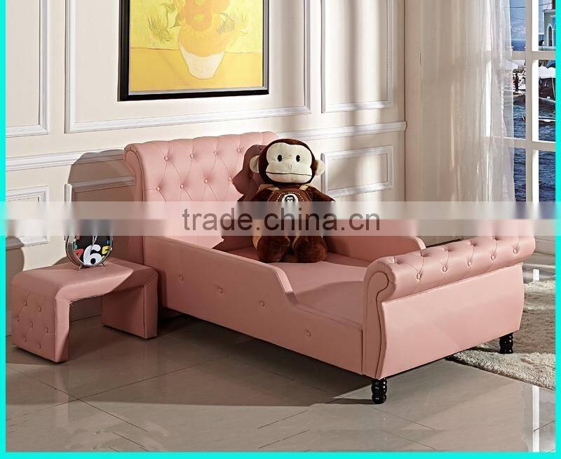 MMD02 sweet pink & blue kids single bed with guardrail 2016 alibaba new classic children kids baby furniture
