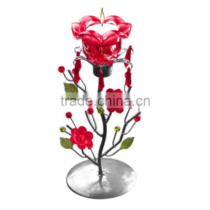 Red Rose Tea Candle Holder Stand Candleholder