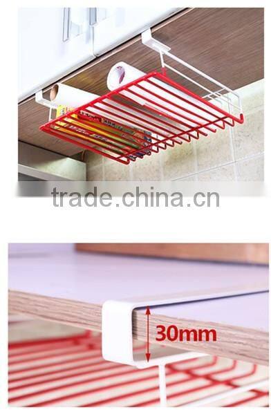 Kitchen hardware accessories sliding plastic coating wire hanging basket for cabinet storage