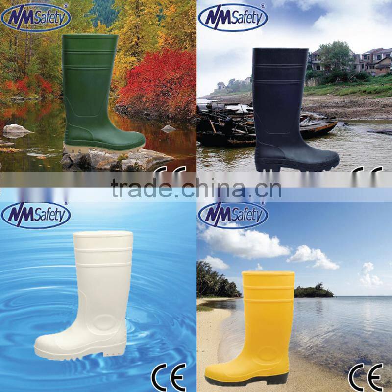 NMSAFETY steel toe yellow pvc rain boots rain gum boots