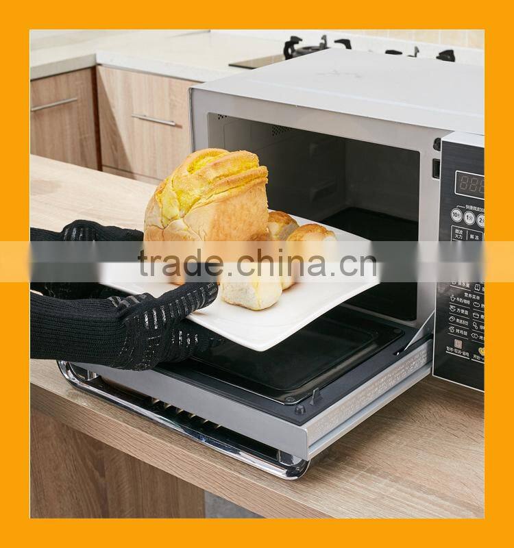 High Temperature Resistance Gloves, Machine Washable Silicone BBQ Grill Gloves, Black Flexible Safe Oven Glove