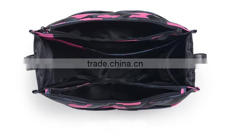 Pink camo hanging nappy bag for stroller