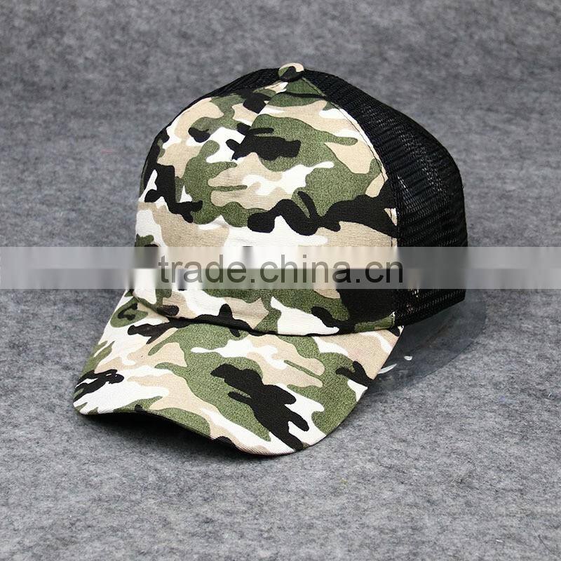 Cool Unisex Baseball Mesh Cap Fashion 6 Panel Camouflage Mesh Trucker Cap
