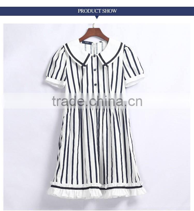 Cute Senior Strip Dress For Girls School Uniform Sample