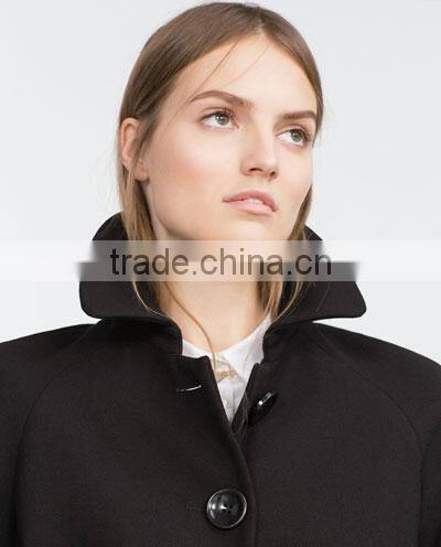 2015high quality fashionable black winner women's cloak coat