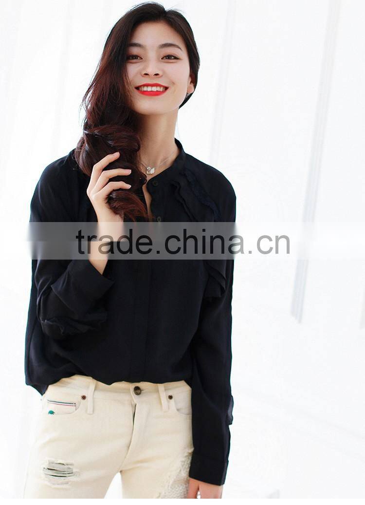 SZXX Wholesale Womens Lady Elegant Black Lace Blouse Shirts