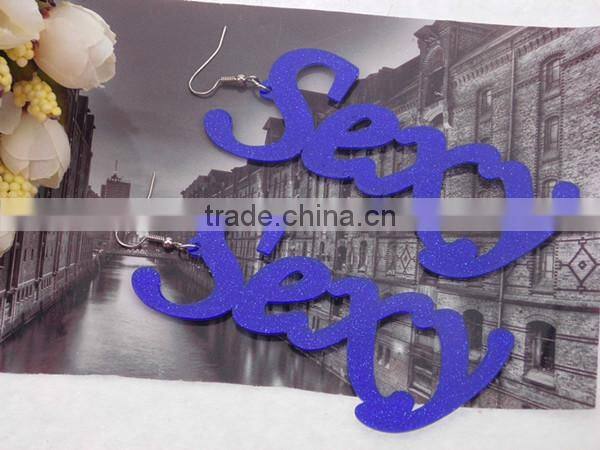 2015 large size letter Punk earring jewelry Hip Hop custom acrylic initial letter earring new design acrylic alphabet earrings