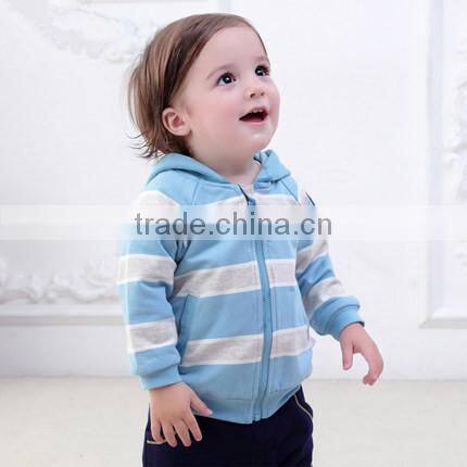 Baby Striped Hoodies Custom Toddler's Autumn Warm Hoody Zip Up Sweatshirt Wholesale