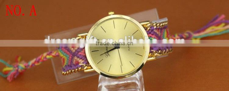 2015 DIY handmade braided rope watch Korean exquisite rainbow bracelet watch