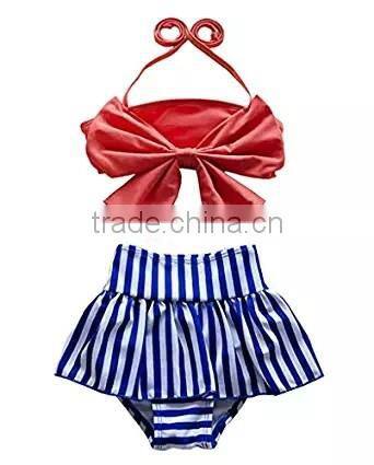 Baby boutique clothing baby girl bow bikini 2 pieces swimsuit China manufacturer