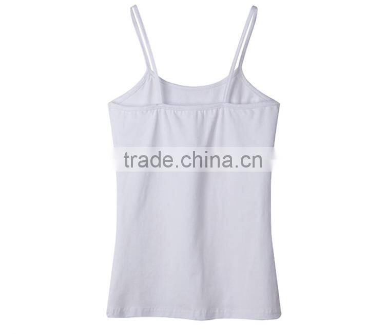 high quality various color cotton/spandex spaghetti strap women white tank top