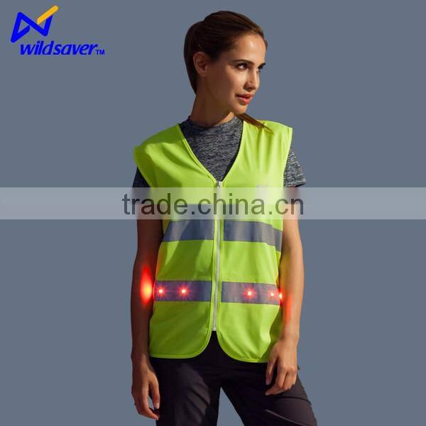 Wholesale safety simple style red mesh reflective tool led safety vest