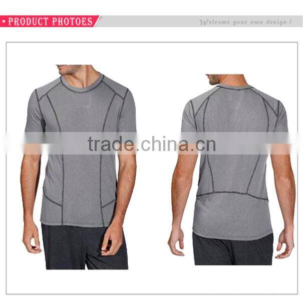 High Quality Short Sleeve Muscle Fitted Gym T-Shirt OEM Design Round Neck