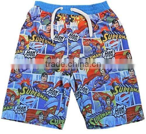 Kids Funny Boutique Clothing with Cartton Super Hero Printing on Boys Super Hero Swimming Shorts