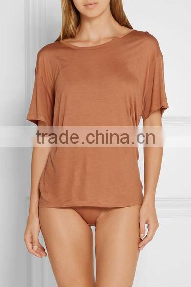 Copper Bamboo Jersey t Shirt Soft Cup Bra and Brief Sleeping Wear Set
