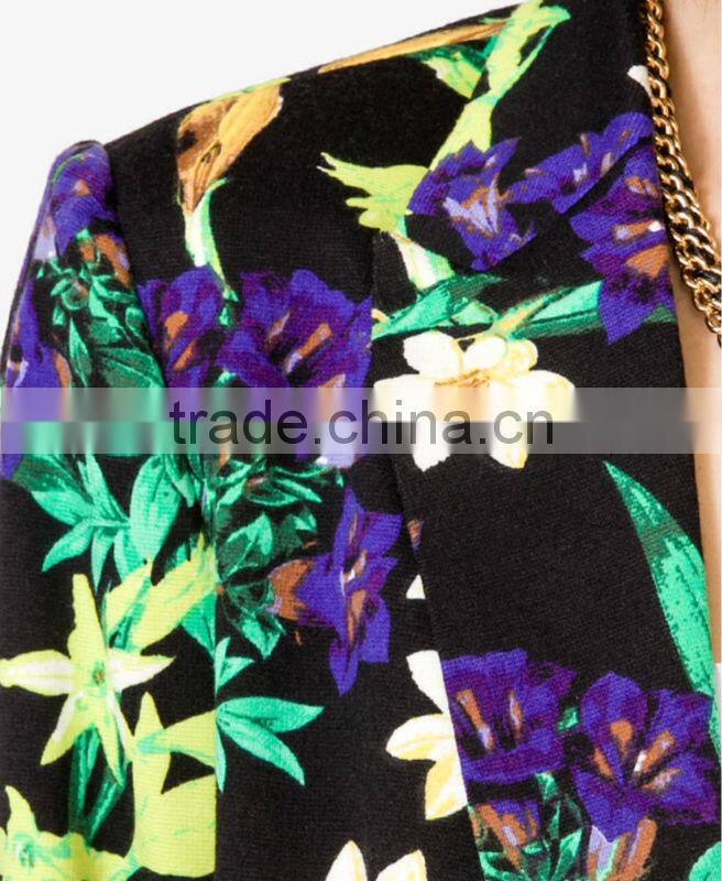Tropical Flower Knit Blazer