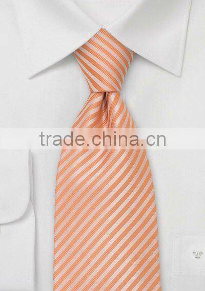 tangerine polyester neckties with narrow stripes