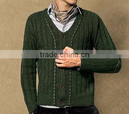 Hot sale buttons fasten long sleeve man cardigan