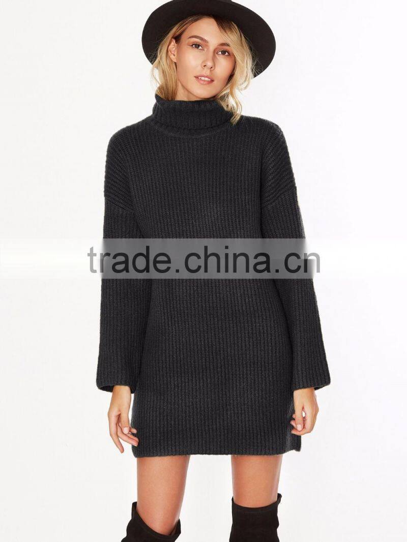 2017 New Design Turtle Neck Girls Sweater Dress