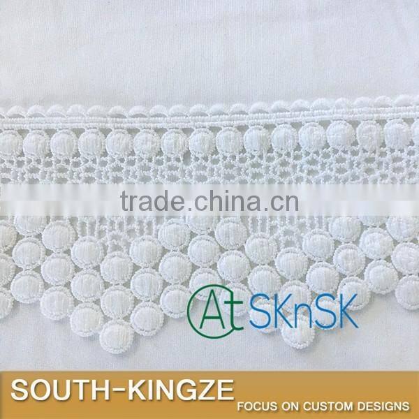 Water Soluble Cotton Lace Trim Pom pom Lace Polka Dot Lace for DIY Garment Accessories