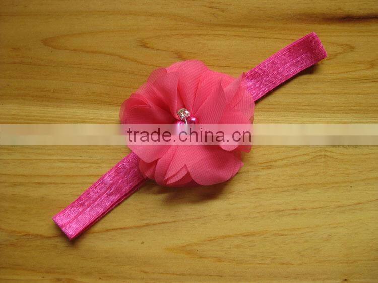 Factory Price Hot Sale ribbon flower cute plain baby headbands kid hair accessory