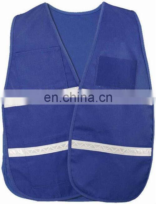 Blue reflective safety vests with pockets