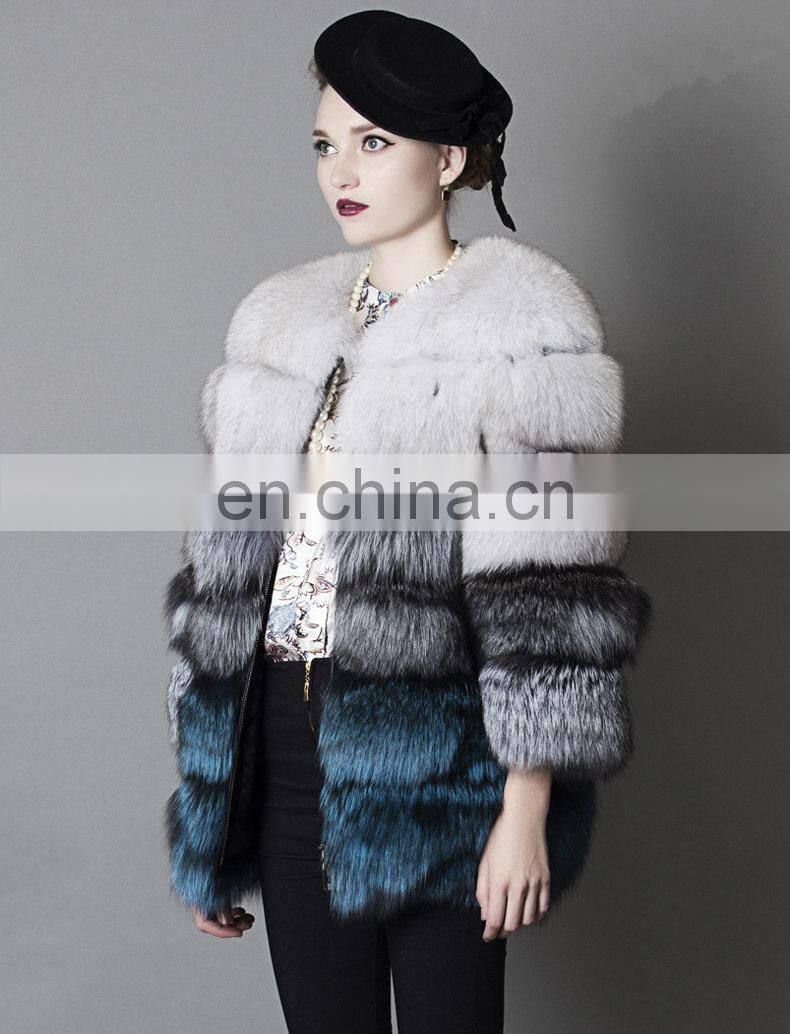 2016 Top Grade Elegant Luxury Winter Warm Real Fox Fur Coat Jacket