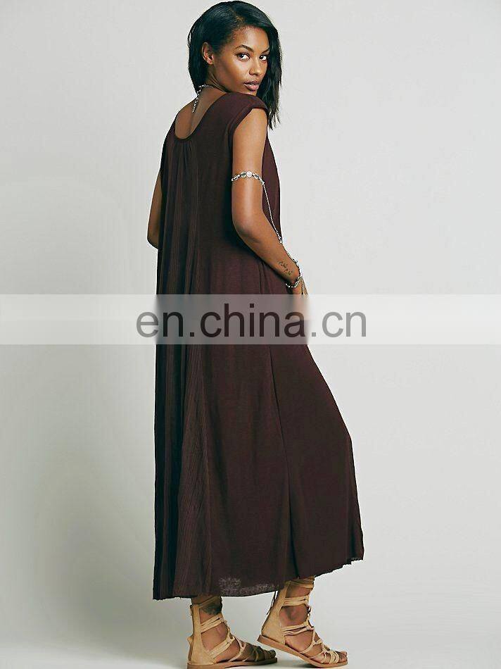 Cap sleeve woman knit midi dress ,fashionable woman loose fix dress