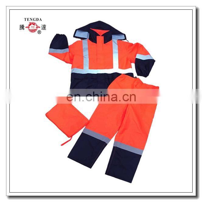 en471 hi-visibility traffic rain coat with pants for workers
