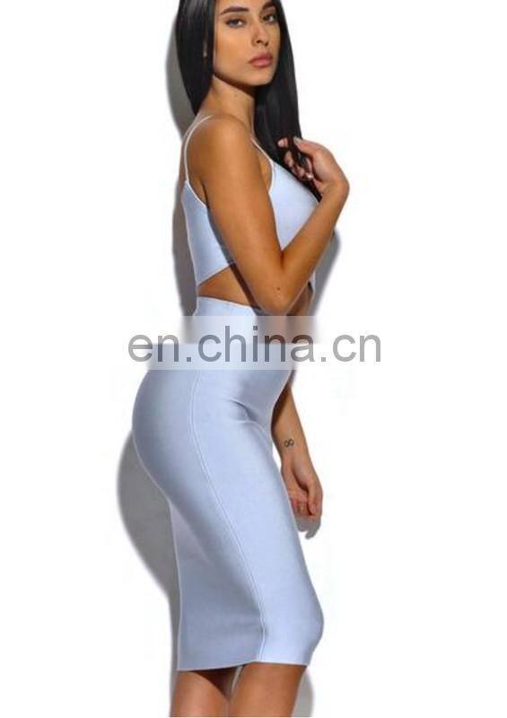 Amigo 2017 new style white one shoulder strap cut out midi sexy high fashion bandage dress evening dresses for women club wear