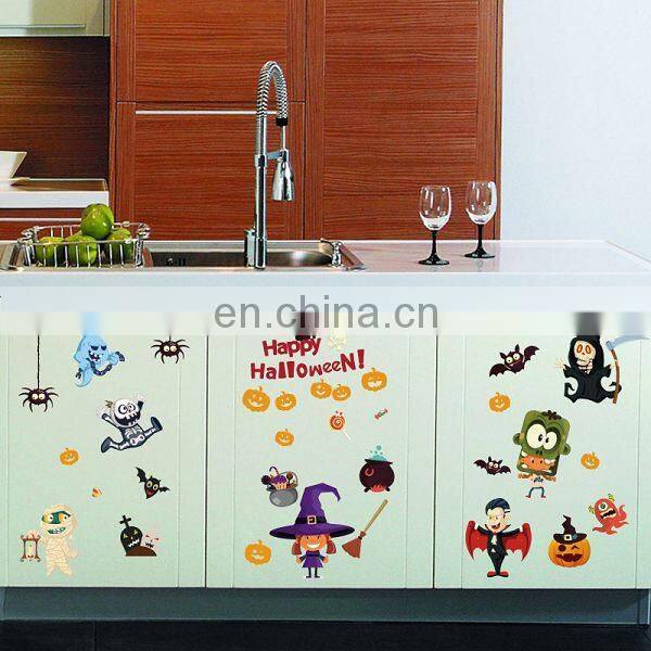2017 new Halloween decotation wall sticker , House Spirit Pumpkin Lamp Display Window Decoration Sticker