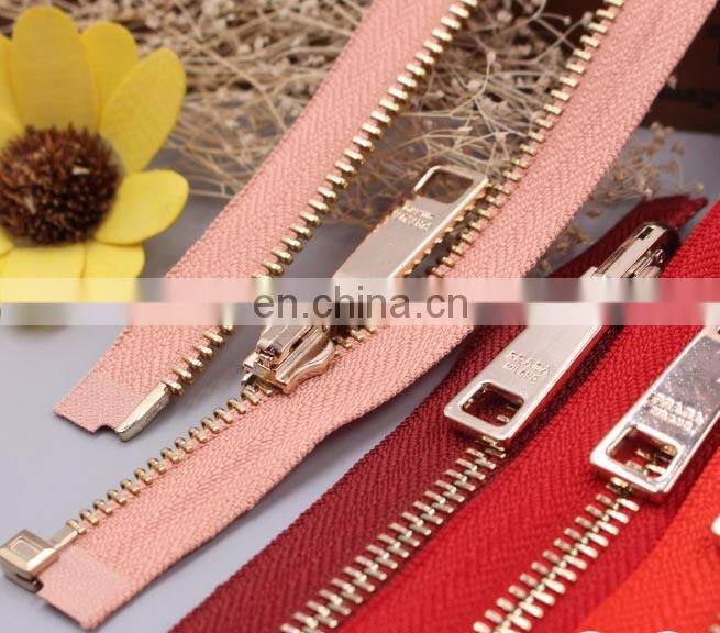 Hot sale teeth open-end colorful metal zippers custom fashion zipper for clothes accessories