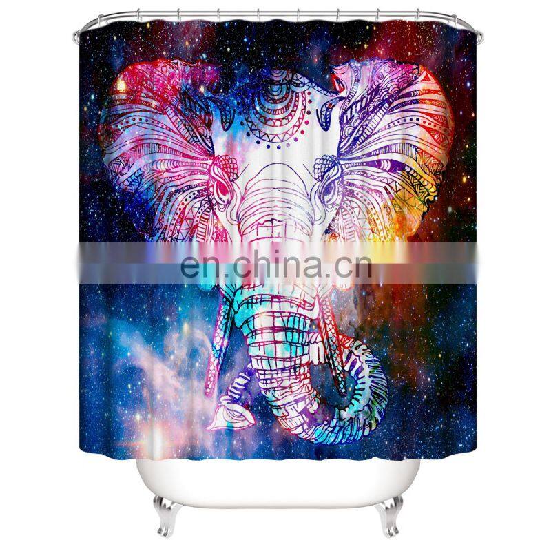 Artist Painting Elephant Heaf Galaxy Polyester Fabric Shower Curtain