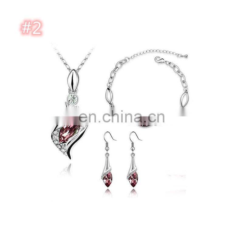 fashion Diamond jewelry set Necklace + bracelet + erring jewelry set Ladies Women crystal 3 piece costume jewelry