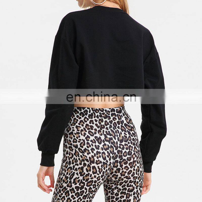 Long sleeves women crop top hoodie, Street wear sweatshirts