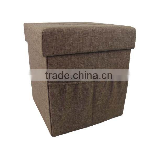 Ample Collapsible Storage Ottoman With Cushion Top