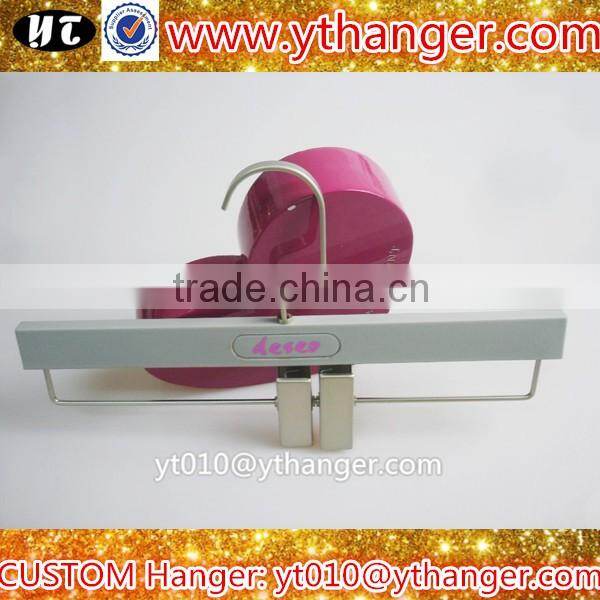 YY0523 custom logo non-slip grey rubber coated clothes plastic hanger pants hanger