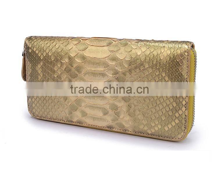 Custom Logo Lady Luxury Genuine Python Snake Skin Leather Clutch Bag Wallet for women