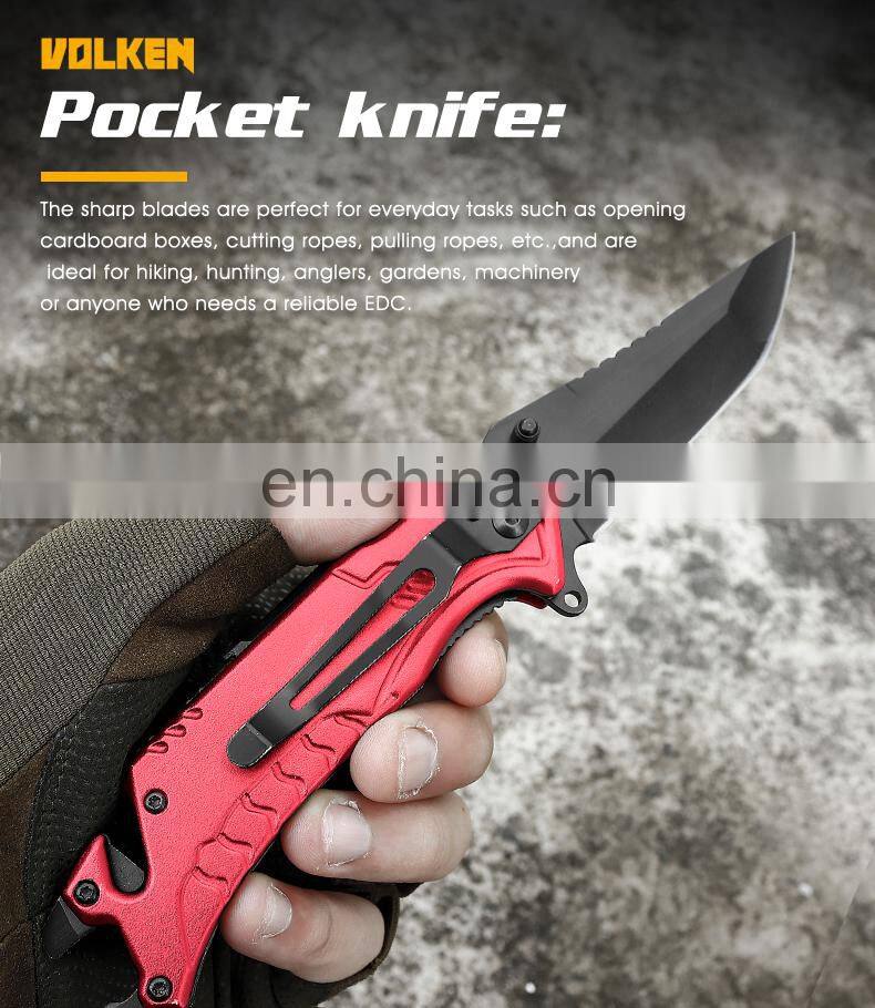 New Outdoor Survival Folding Knife Camping Self-defense Knife With Belt Clamp Grindstone Window Breaker Multi-functional Tool