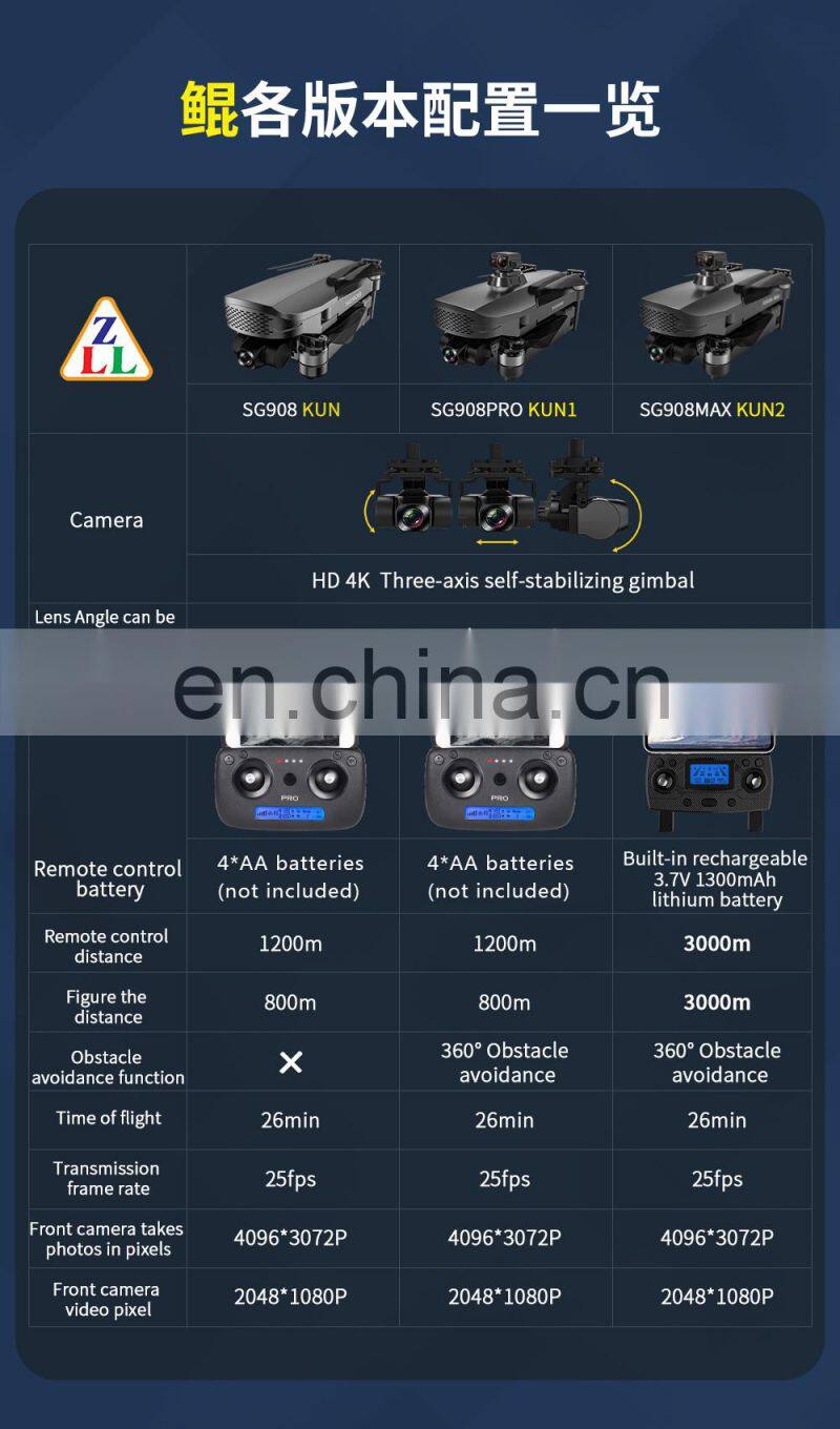 SG908 Drone With 4K quadcopter Camera 3-axis gimbal 1.2km control drones professional long distance drone sg908