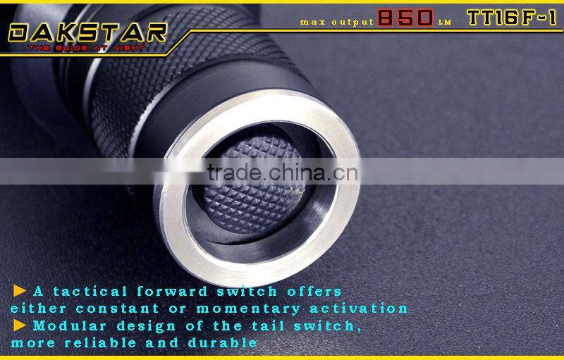 DAKSTAR TT16F-1 XM-L U2 850LM CREE LED 18650 Police Rechargeable Side Switch Stepless Diming Aluminum Tactical SWAT Flashlight