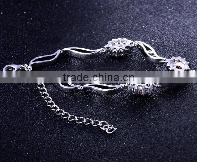 Casual Style Jewelry Fashion Flower Charms Platinum Plated Brass Jewelry Bracelet