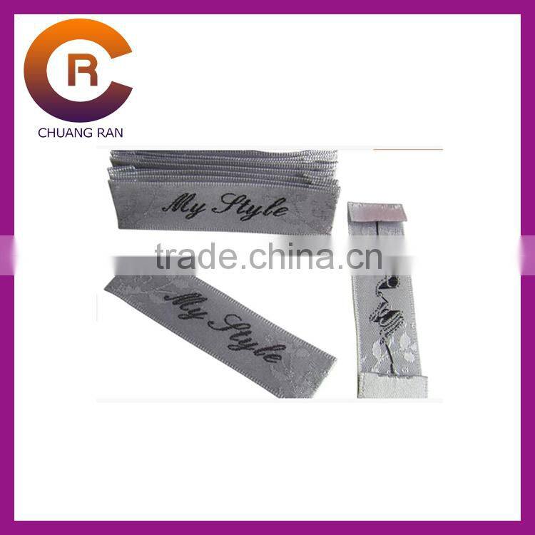 White ribbons gold logo printed custom made cheap clothing brand labels