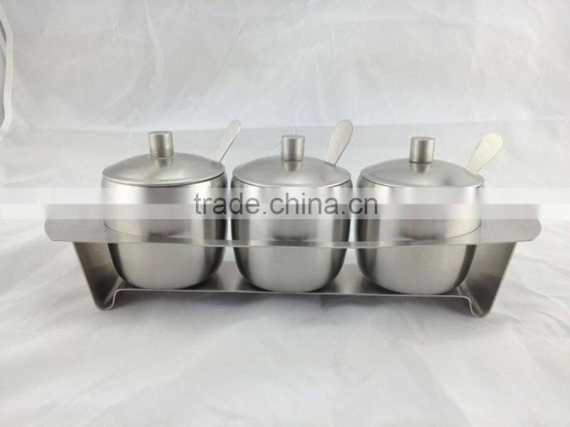3pcs stainless steel spice bottle with spoon set