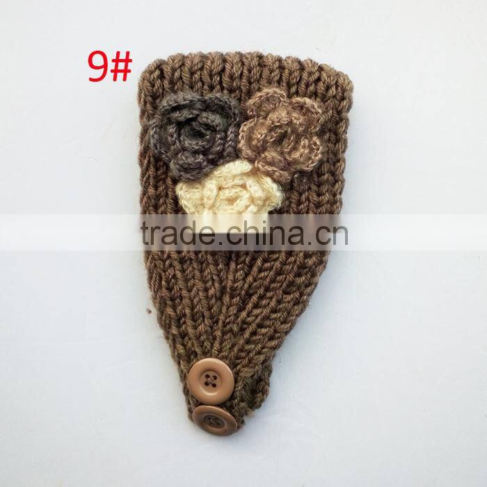 Good-looking 3 Flower Decorated Fashion Women Knitted Headband Headwear