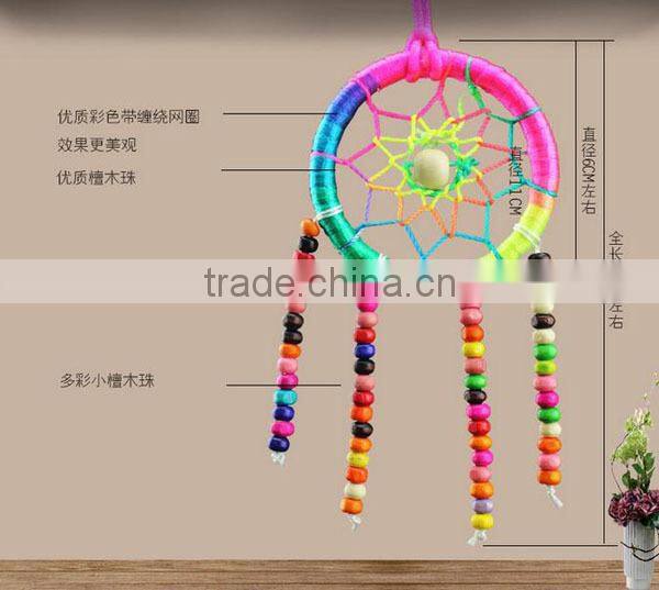Colorful wood beads Dream catcher Indian car pendant dreamcatcher