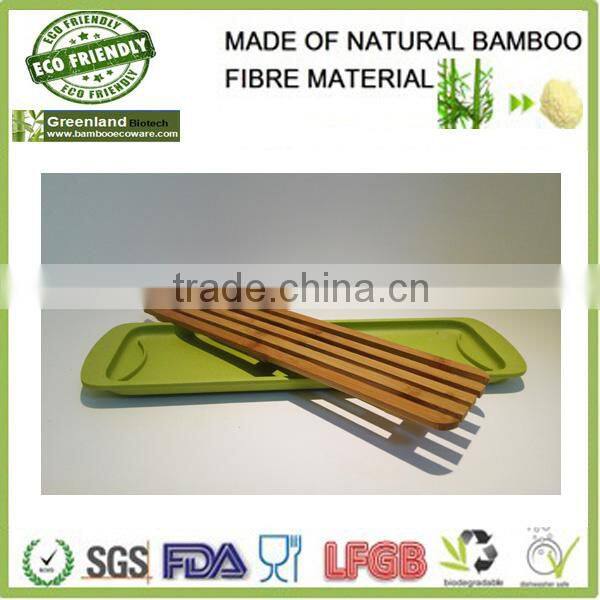 mother need cheap new bamboo fibre bio kitchenware tray /green tray with woodern holder