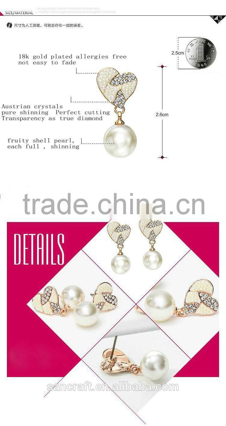 butterfly design for women wholesale 18 k gold pearl earring