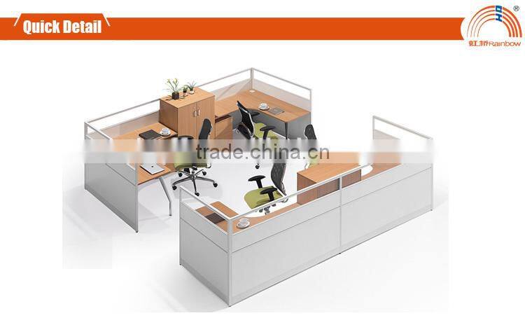 (MFC)PT-11 melamine for 4 persons workstation stainless steel frame office furniture