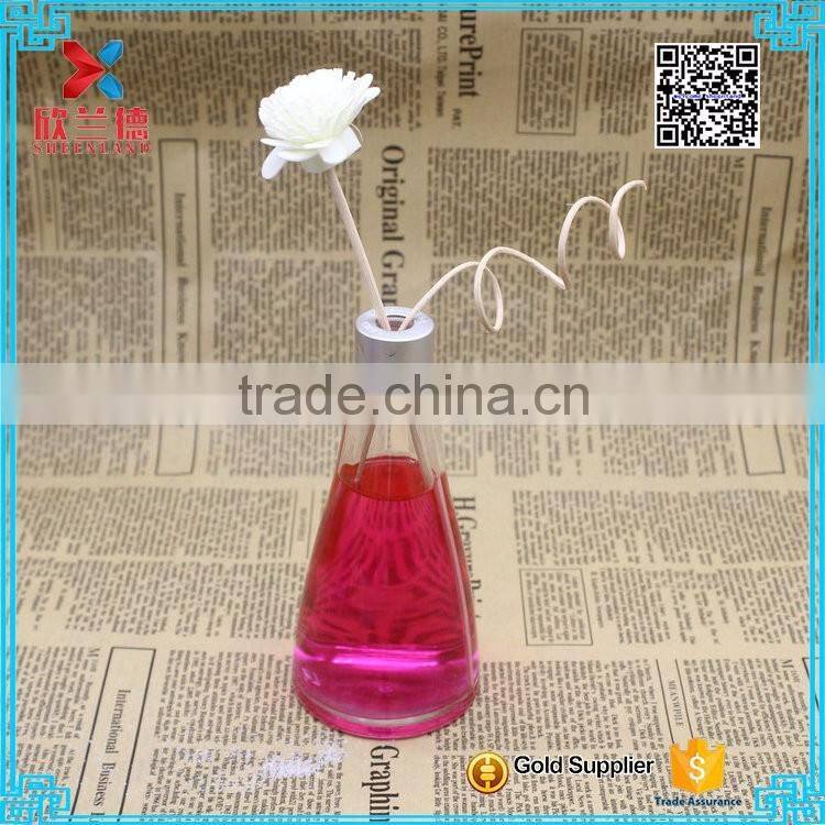 155ml Cone Shaped Clear Glass Aroma Diffuser Bottle with white screw cap